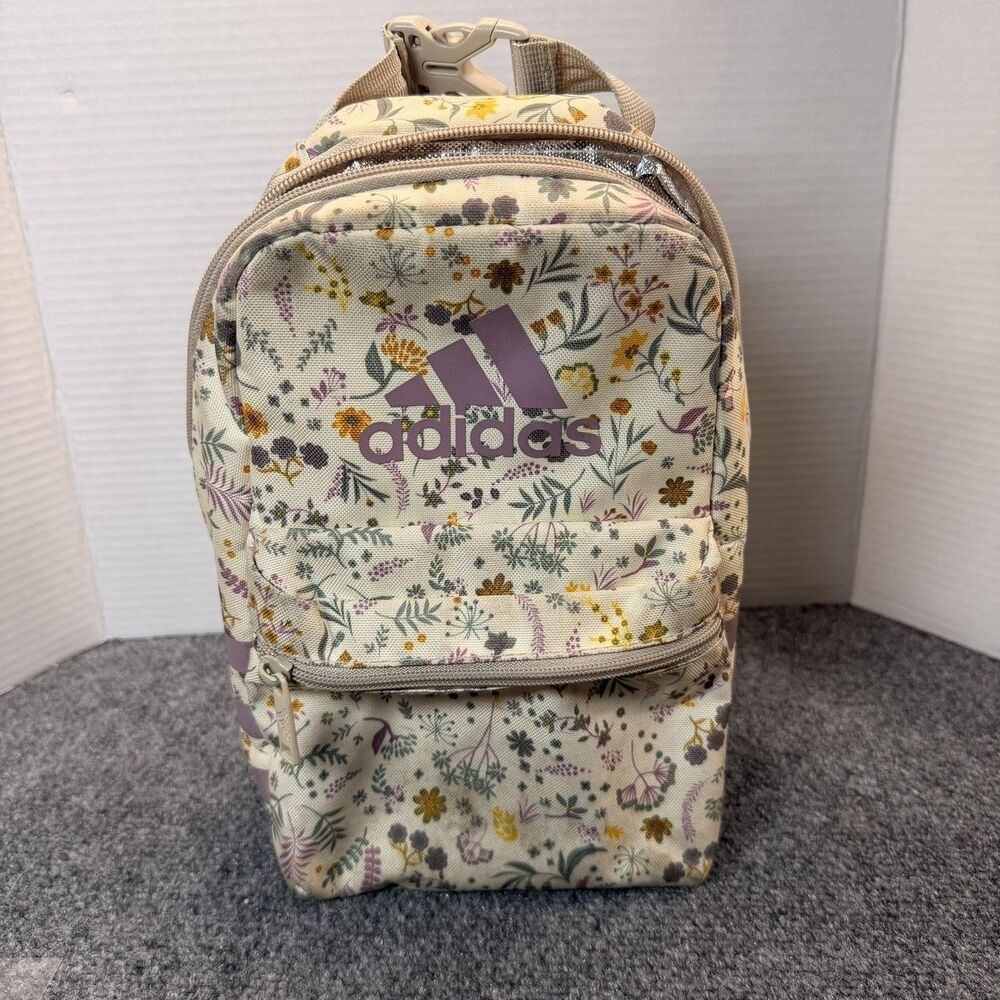Adidas Kids Floral Lunch Box Beige Insulated Cooler Girls School Tote Bag
